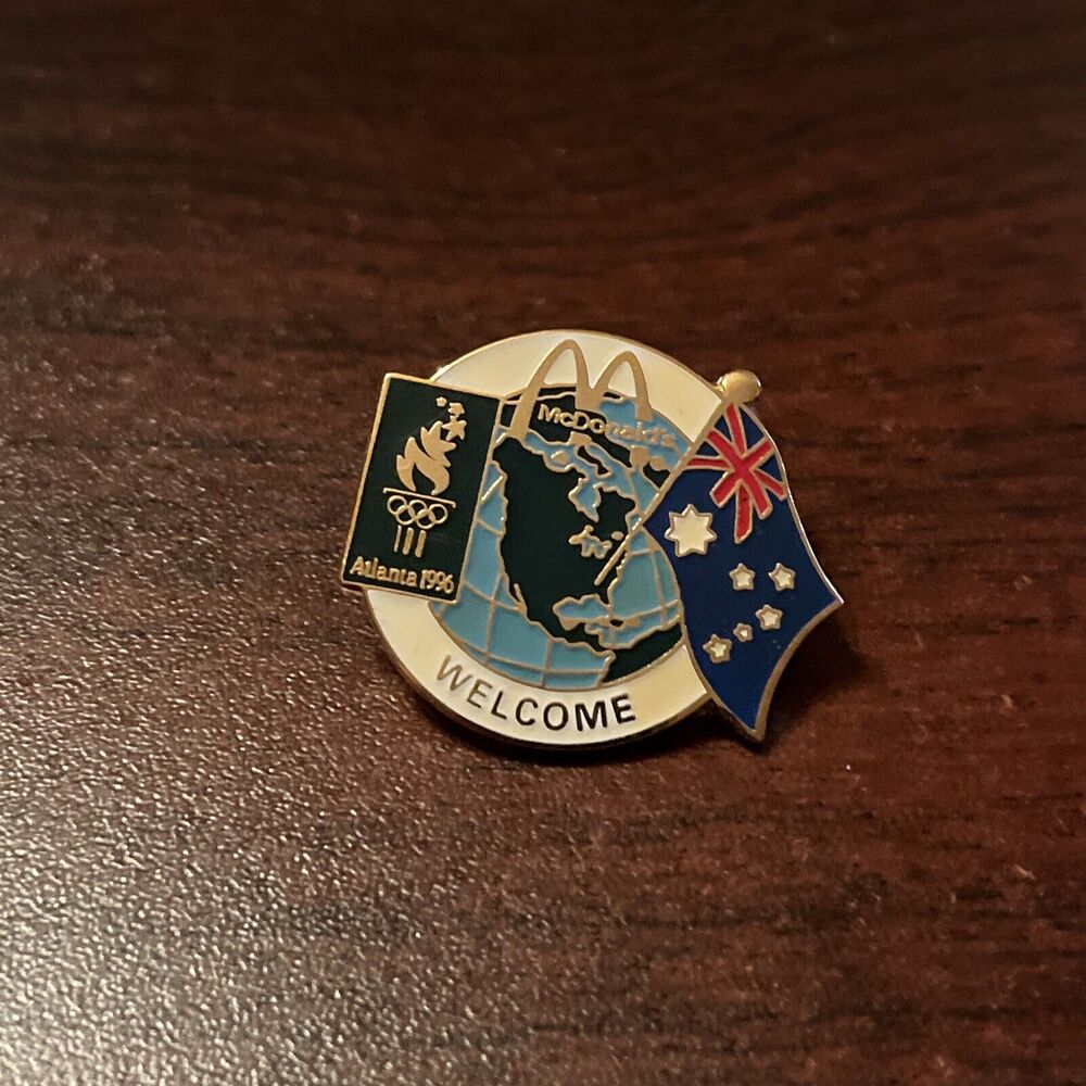 McDonald’s 1996 Atlanta Olympics Australia Flag Welcome‎ Employee Lapel Hat Pin